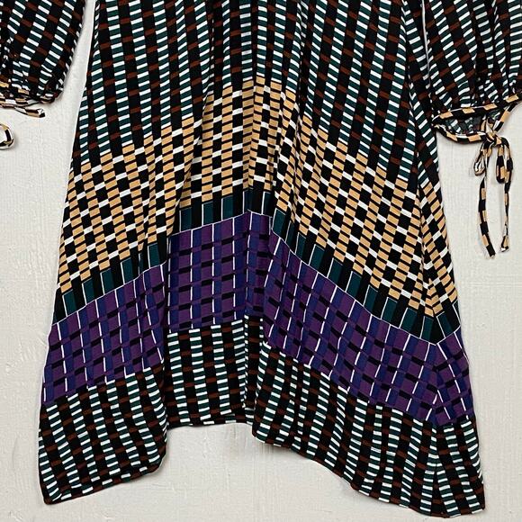 Maeve Anthropologie Gianna Tunic V Neck Geometric Print Dress Pockets 2 Petite - Picture 5 of 14